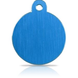 Koiran nimilaatta kaiverruksella - Hi-line Alumiini ISO ympyrä, sininen