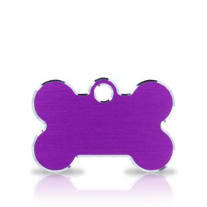 Koiran nimilaatta kaiverruksella - Hi-line Alumiini pieni luu, violetti