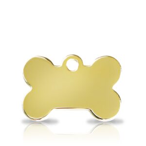 Kaiverrettu koiran nimilaatta pieni luu, kullattu