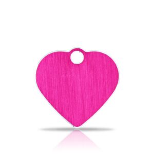Nimilaatta kaiverruksella - Hi-line Alumiini pieni sydän, pinkki