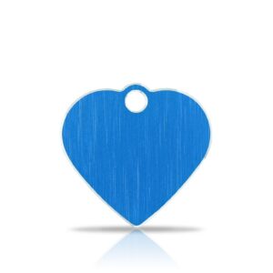 Nimilaatta kaiverruksella - Hi-line Alumiini pieni sydän, sininen