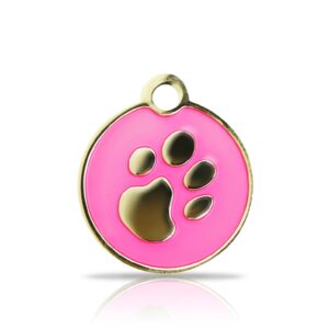 Tarjoukset Kaiverrettu nimilaatta Fashion-tassu pieni ympyrä kullattu, pinkki