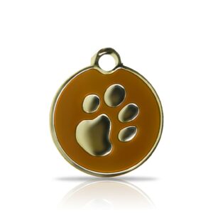 Tarjoukset Kaiverrettu nimilaatta Fashion-tassu pieni ympyrä kullattu, ruskea